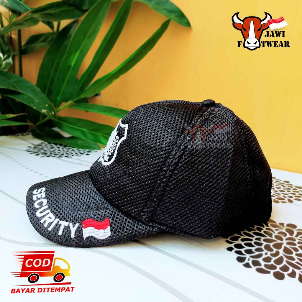 Topi Satpam Security Bordir Hitam Putih