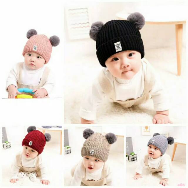 COD!! TOPI RAJUT POMPOM BULU ANAK / TOPI KUPLUK WOOL RAJUT HANGAT BAYI / ANAK UNISEX