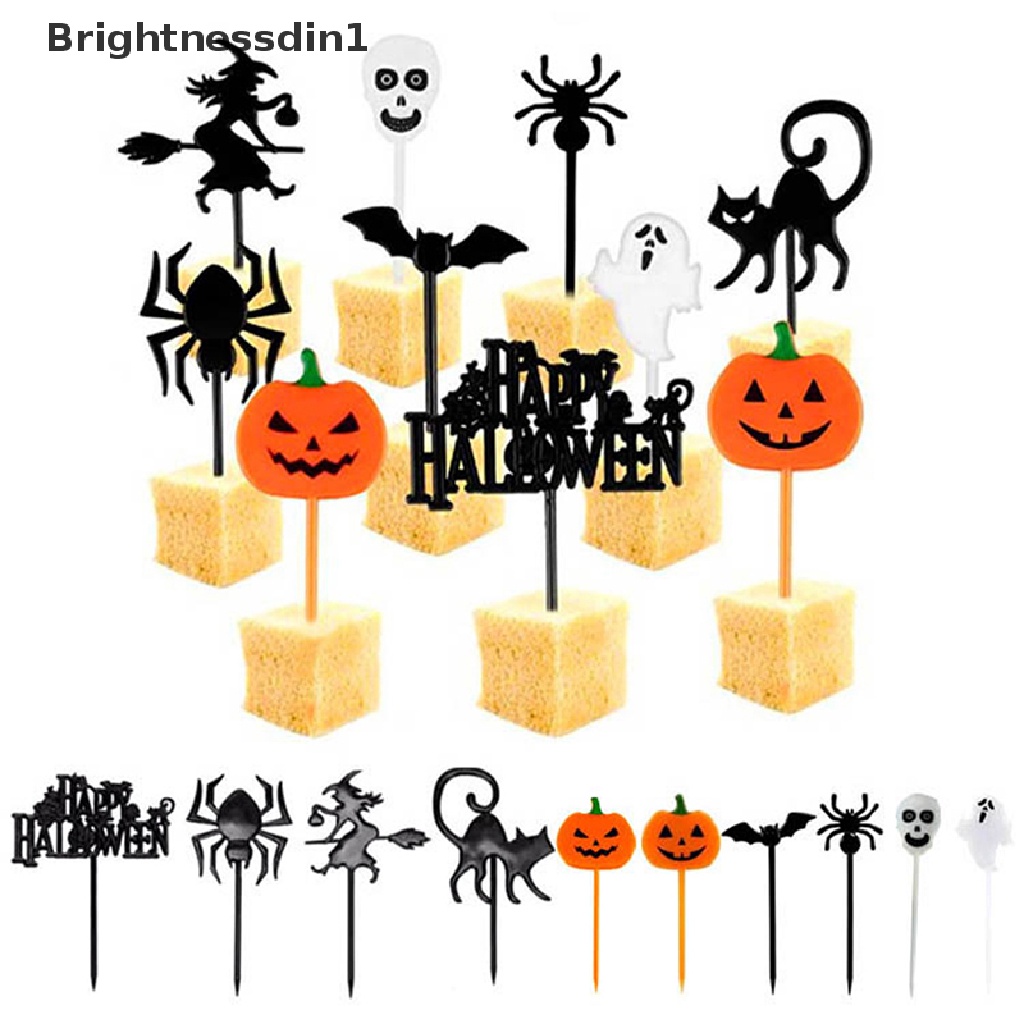 10pcs / set Tusuk Gigi Desain Kartun Halloween Untuk Anak