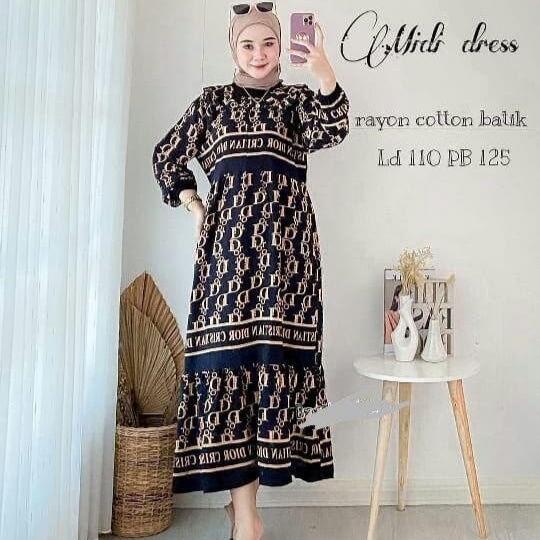 GAMIS KEKINIAN MIDI DRESS GUCCI TERBARU GAMIS RAYON GRADE A