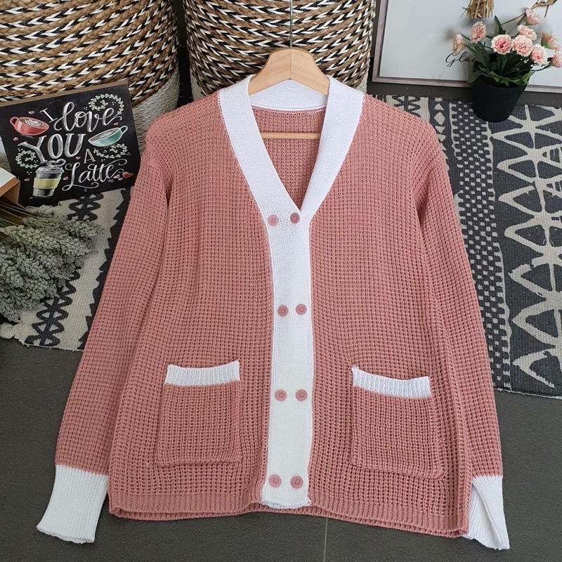 Serena Outer Cardigan Rajut  Cardigan Rajut Kancing Saku Outer Selena Knit