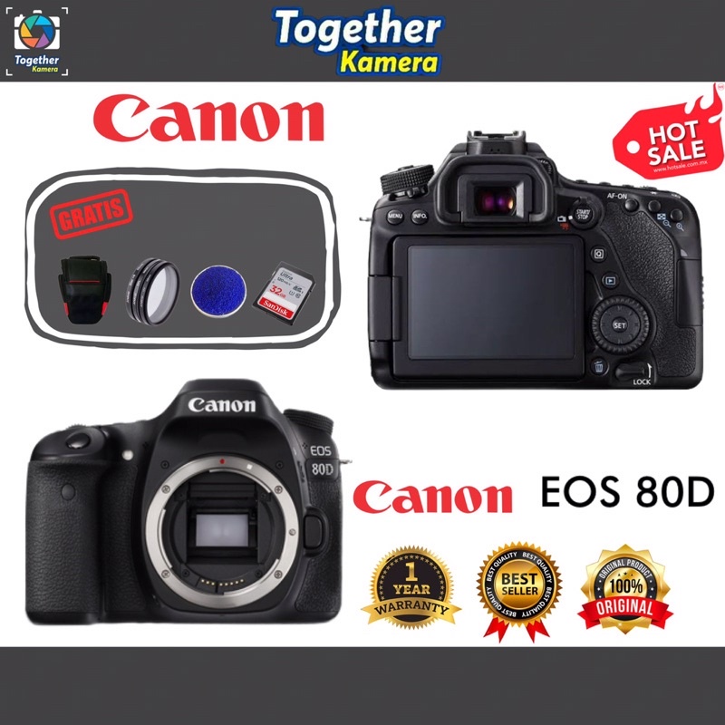 kamera dslr canon 80d body only new brand garansi toko 1tahun