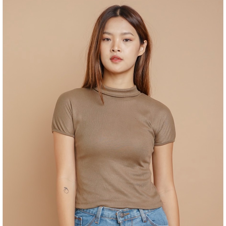 MODAVIE - VIONA TOP Kaos Turtleneck Wanita Kerah Tinggi