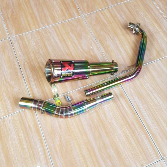 KNALPOT RACING SONIC AKRAPOVIC GP ROSI RAINBOW FULL SET