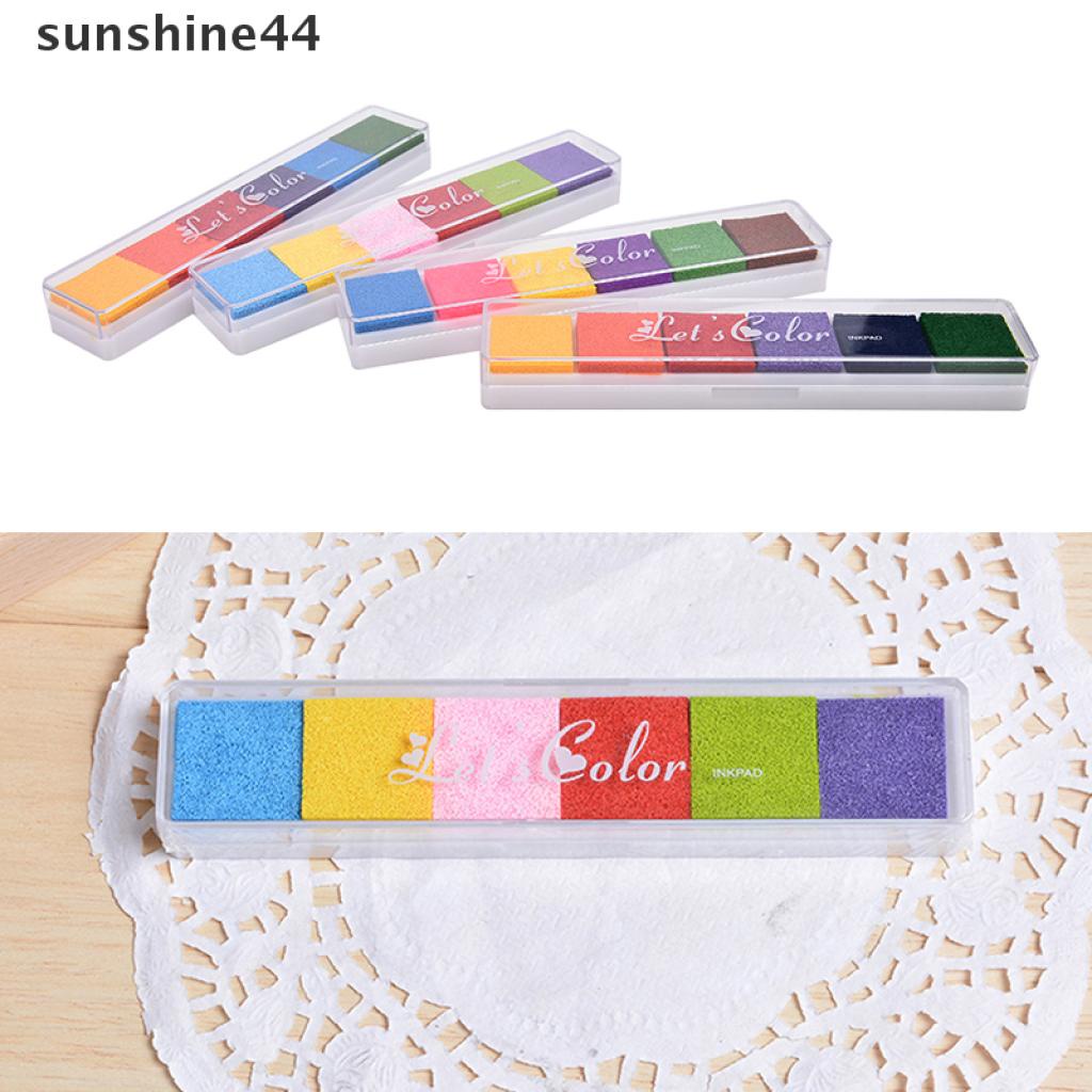 Sunshine Bantalan Tinta Stempel Karet 6 Warna Tidak Beracun Untuk DIY Craft