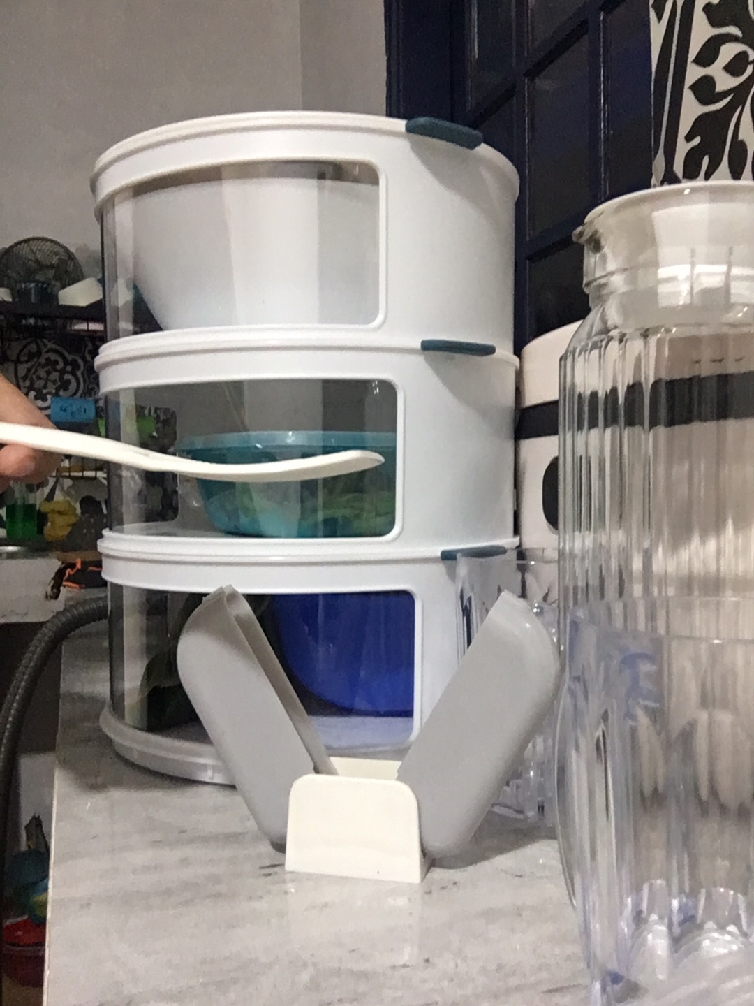 【promosi Akhir Tahun】sendok Nasi / Tempat Sendok Nasi / Sendok Nasi Standable / Buka Tutup Otomatis / Penutup Sendok Nasi Tahan Debu / Rak Penyimpanan Sendok Nasi