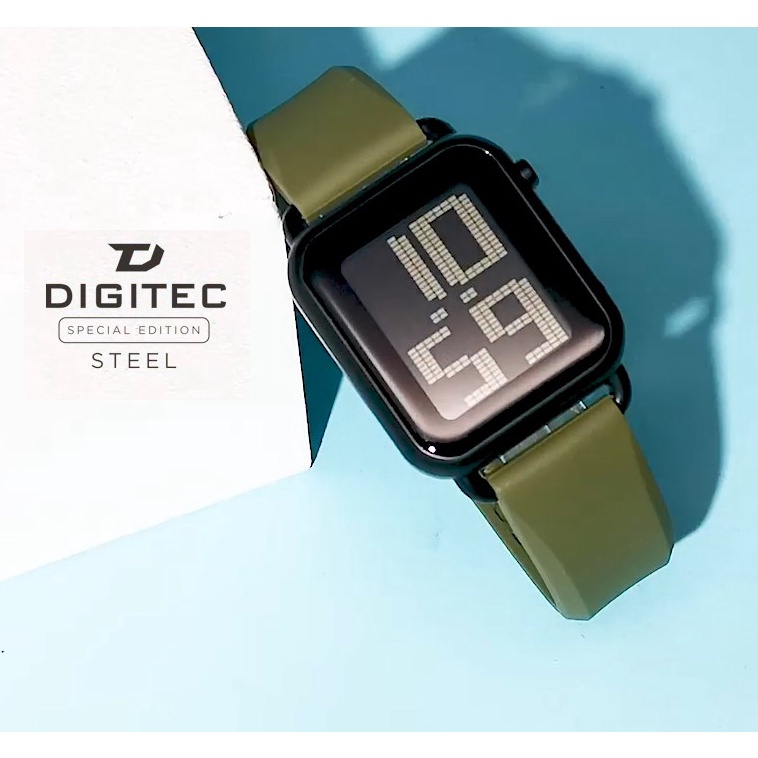 JAM TANGAN WANITA DIGITEC STEEL ORIGINAL RUBBER DIGITAL - DIAMETER 3,6 CM - FREE 1 STRAP