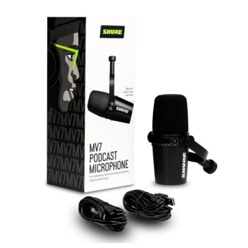 Mic Podcast Shure MV 7 Plus Stand Arm And Pop Filter Original - Paketan Komplit