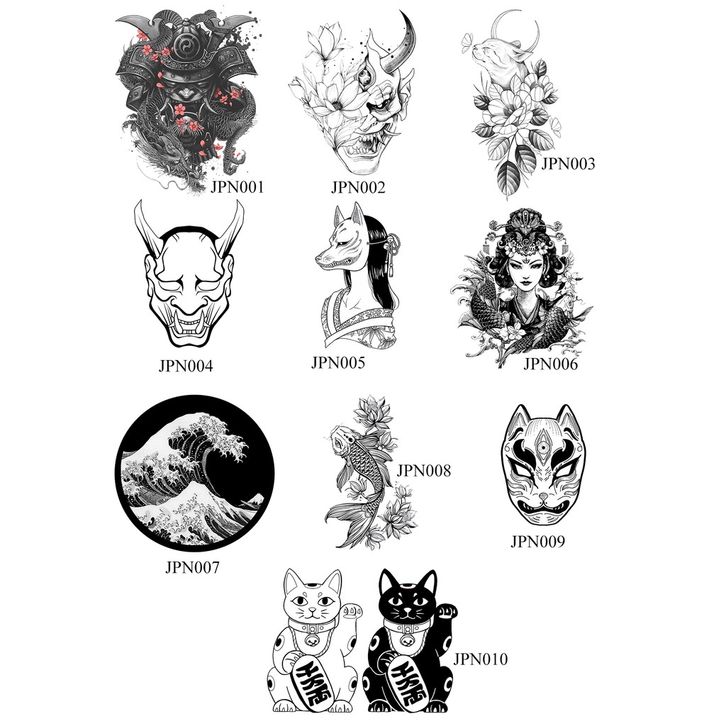 [JAPAN 1]Tato Temporer Samurai jepang Temporary Tattoo ANTI AIR BERKUALITAS IMPORT ECER