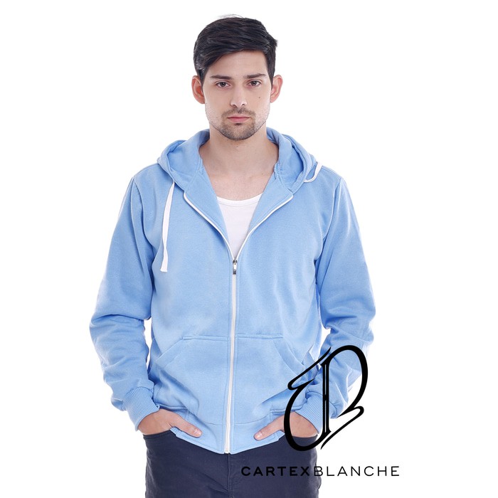 New Item Jaket Sweater Hoodie Sleting Light Blue Polos  Man Sale