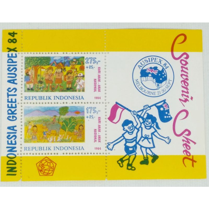 Prangko Perangko Souvenir Sheet: Indonesia Greets Ausipex 84