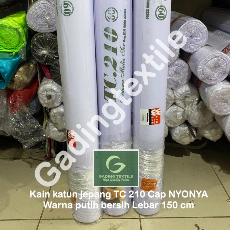 ( per setengah meter ) kain TC 210 NYONYA katun jepang putih polos adem meteran lebar 150 cm bahan baju kemeja hem seragam sekolah kerudung krudung jilbab hijab bergo ihram ihrom sorban surban kerajinan tangan mori kafan taplak meja tirai hordeng gorden