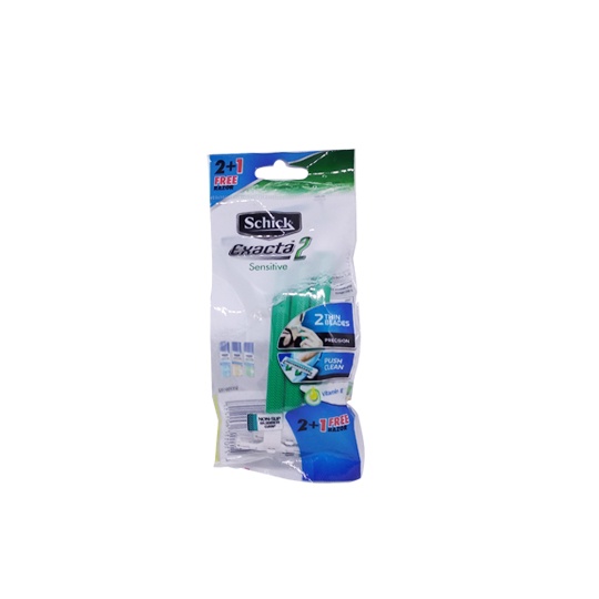 SCHICK EXACTA 2 SENSITIVE 2+1 HIJAU PISAU CUKUR PRIA ( TOTAL ISI 3 )