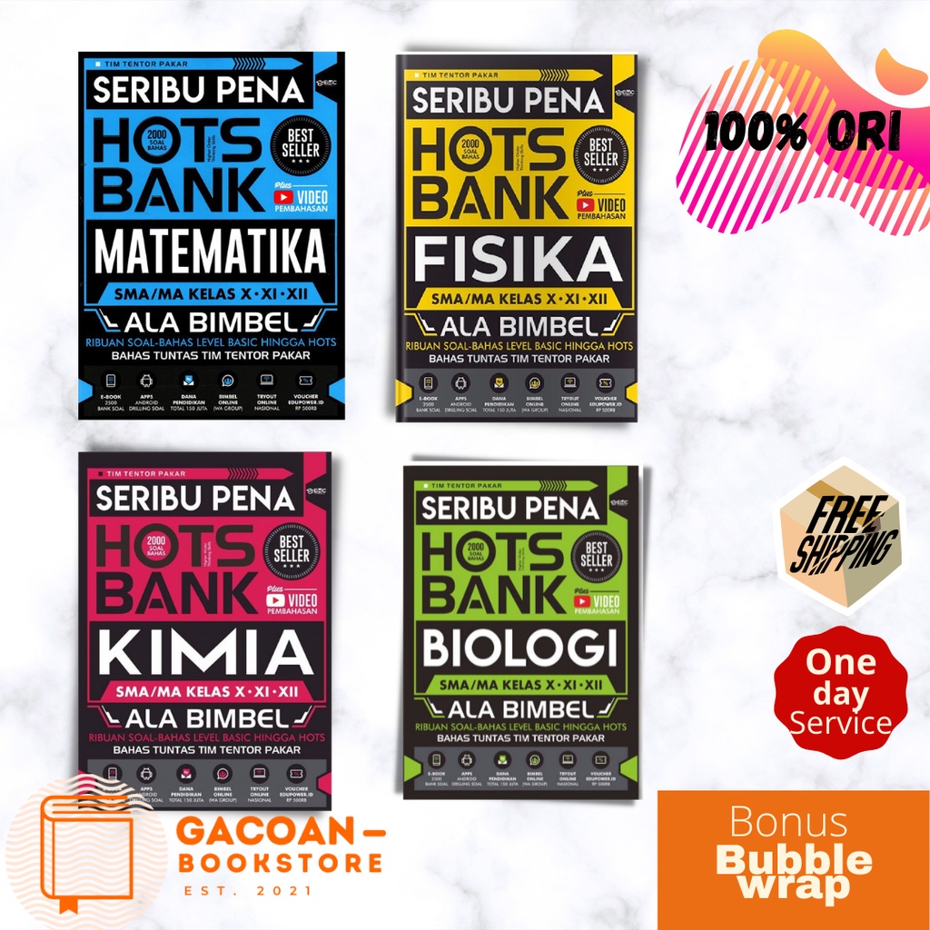 Buku Rangkuman SMA/MA : Seribu Pena Hots Bank (Matematika, Fisika, Kimia, Biologi)