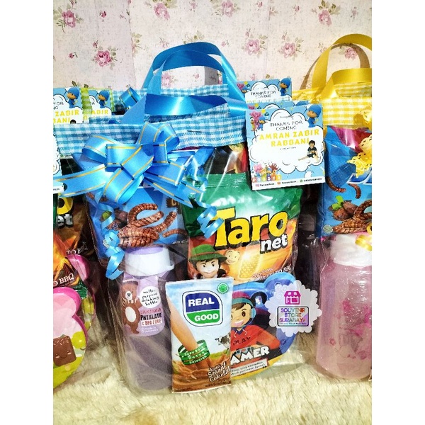 Souvenir ultah Botol Fliptop Lunchbox / Paket snack dan souvenir ultah / Snack Ultah surabaya / bingkisan snack murah