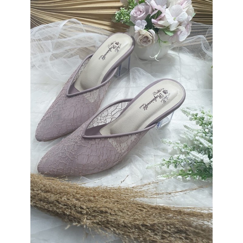 sepatu v johana mauve tinggi 7cm kaca