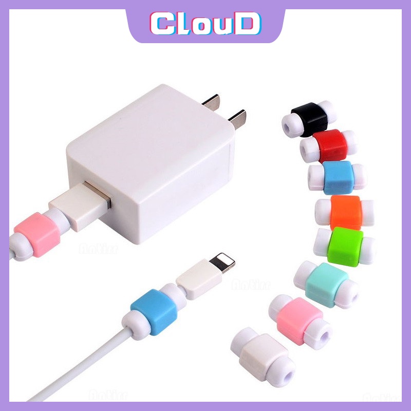 1pc / 5pcs Pelindung Kabel Data USB Warna Permen Untuk iPhone / Android