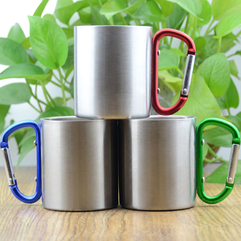 Gelas Mug Carabiner Stainless Steel 220 ml / gelas camping mug carabiner