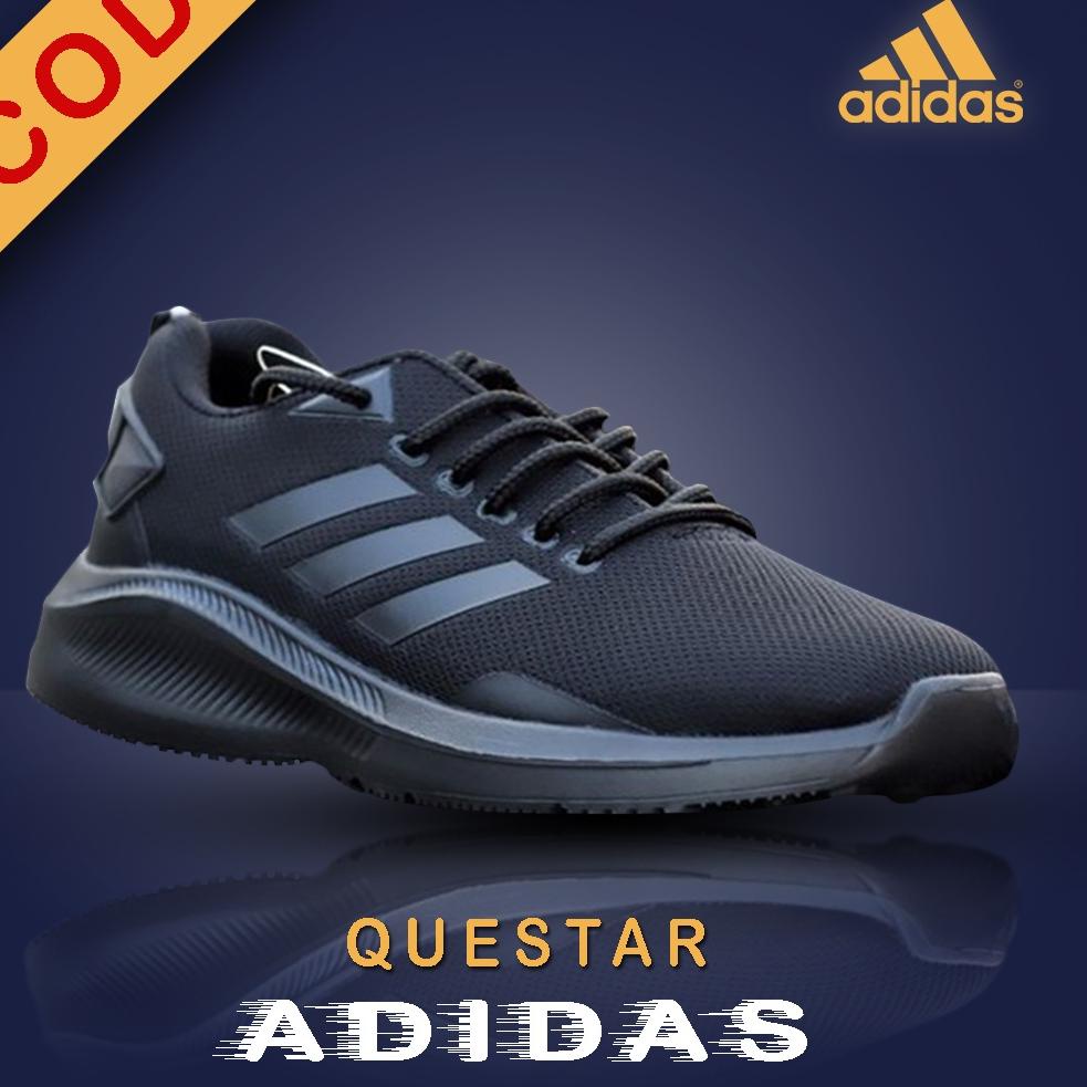 Sepatu Lari Running Sport Runing Joging Sports Jogging Pria Adidas Hitam Full Black Grade Original 1