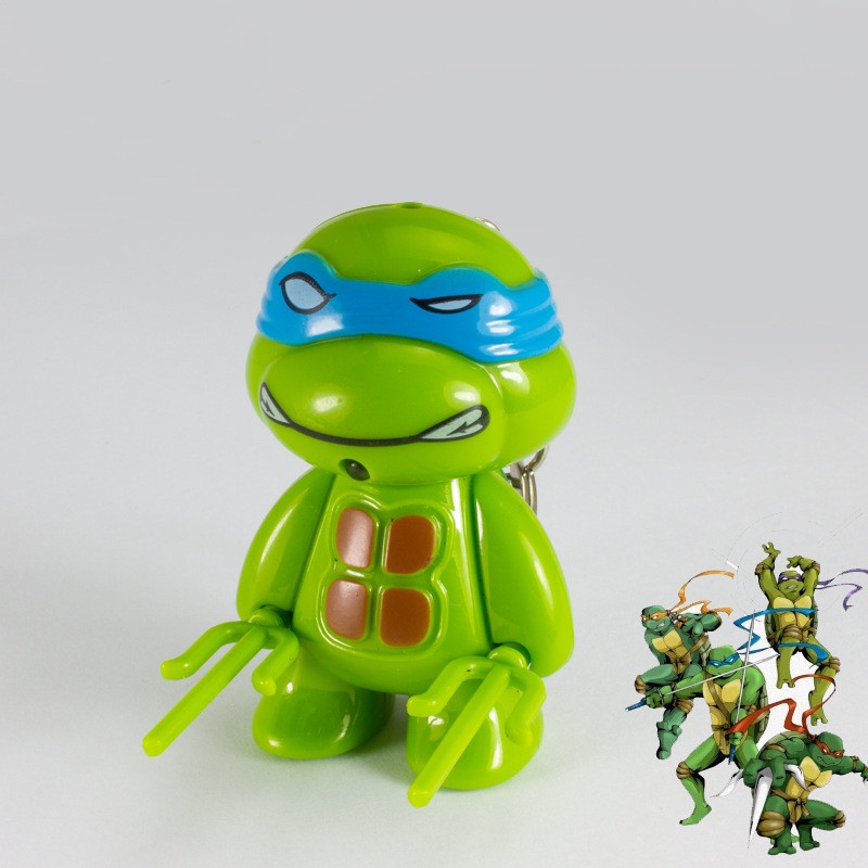 1pc Gantungan Kunci Action Figure Teenage Mutant Ninja Turtles Bahan PVC Dengan Lampu LED