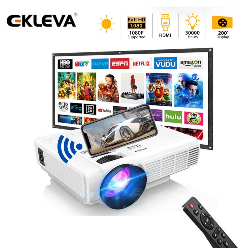 Ekleva WP6 LED Office Portable Projector 1080p HD Support Home Theater Video