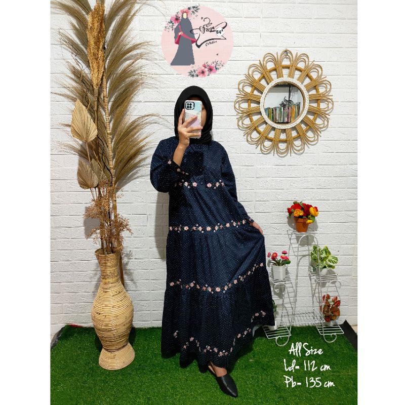 GAMIS MUSLIM WANITA BUSANA MUSLIM WANITA BAJU MUSLIM WANITA SYARI KATUN PARIS POLOS BORDIR TERBARU