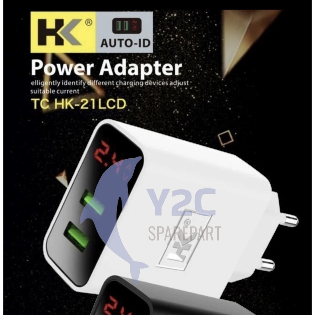 CHARGER HK HK-21 AUTO ID FAST CHARGER + LCD MICRO DAN TYPE C / CASAN CAS