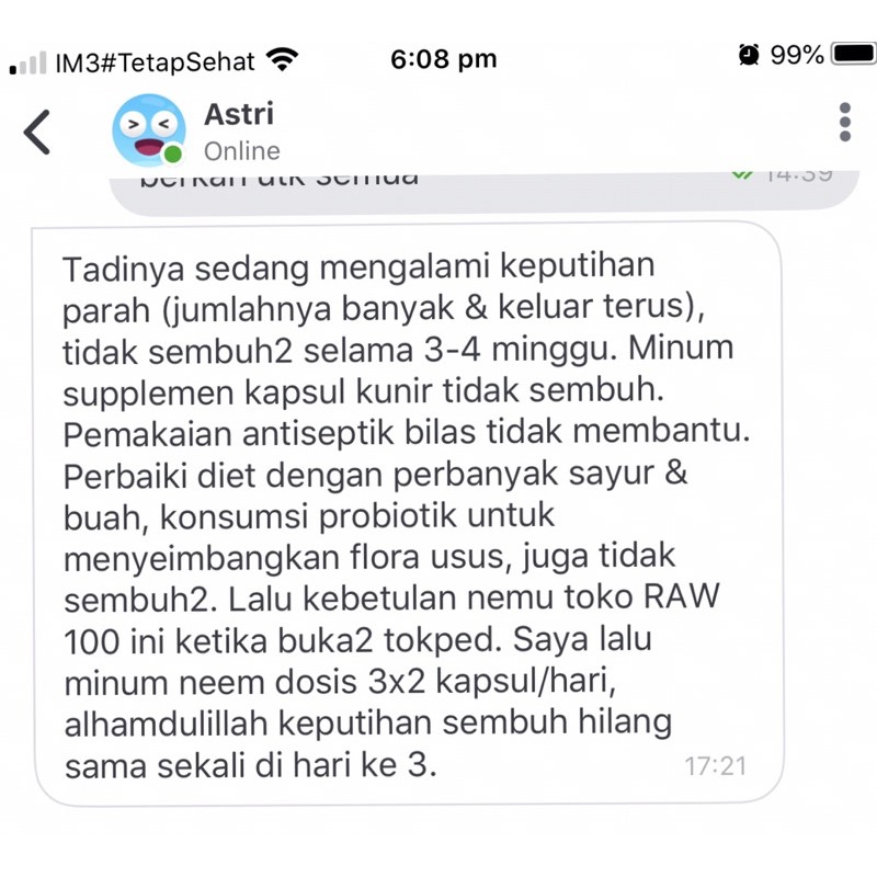 RAW 100 Neem / Jerawat, Gatal, Bisul, ISK, Diabetes, obat herbal mimba-6