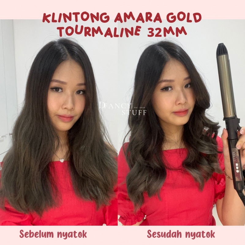 Klintong Amara Gold Tourmaline 28mm 32mm Original GARANSI 6 Bulan - catokan catok curly keriting