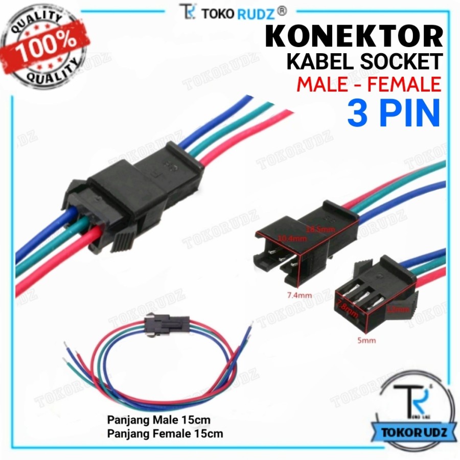 Konektor Kabel Soket DC LED SM Terminal Socket 2 3 4 Pin 1 Pasang Male Female