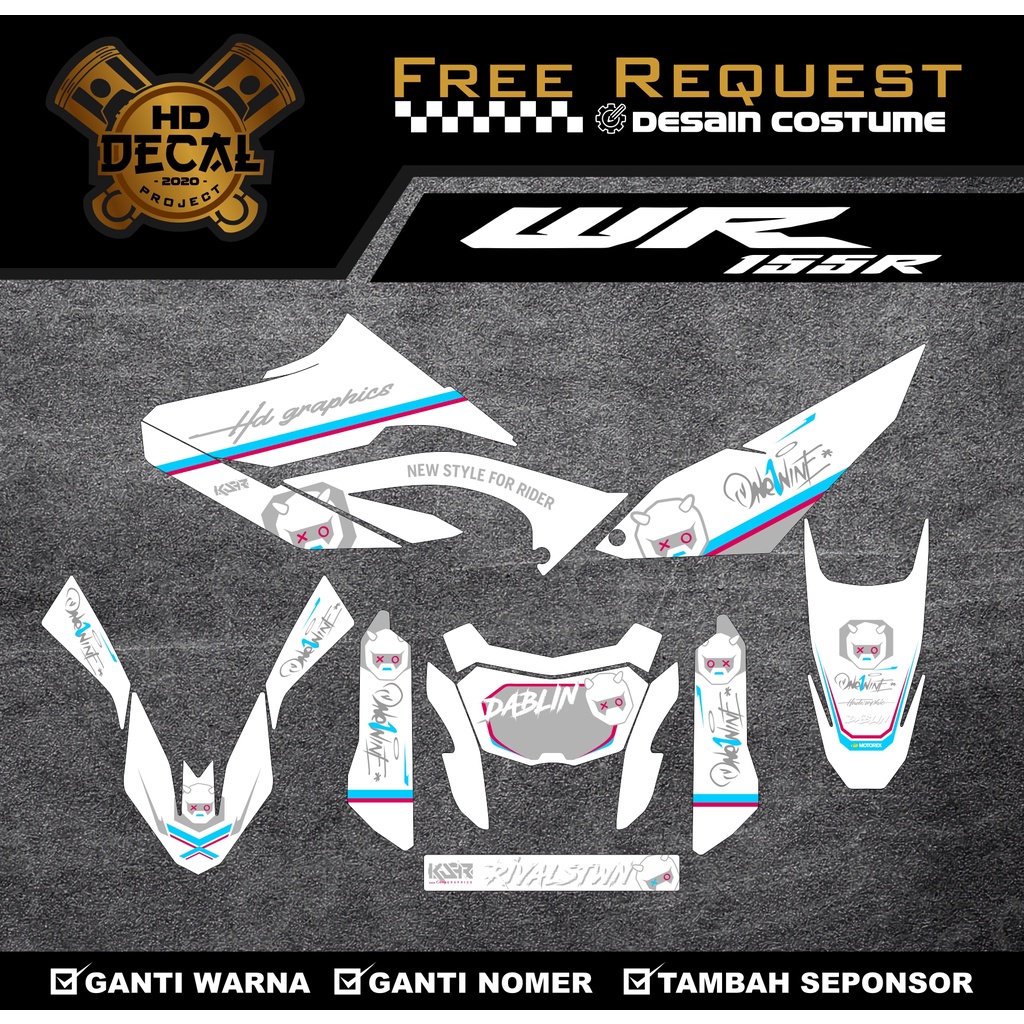 decal wr155 custom  sticker stiker yamaha wr155  wr 155 aksesoris  decal klx  decal crf  logo