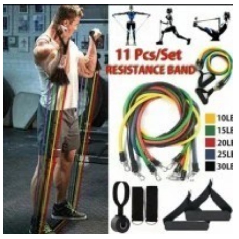 Resistance Band Set 11 PCS / Set Tali Fitnes Stretching Rope Gym Yoga / alat olahraga / alat Gym / t