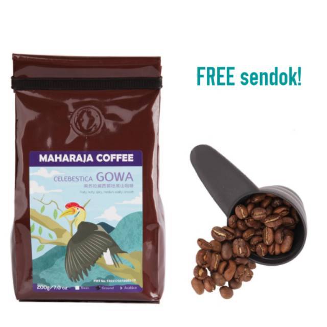 Fresh ROAST Kopi GOWA Arabika Celebestica 200g + bonus Sedok takar maharaja coffee