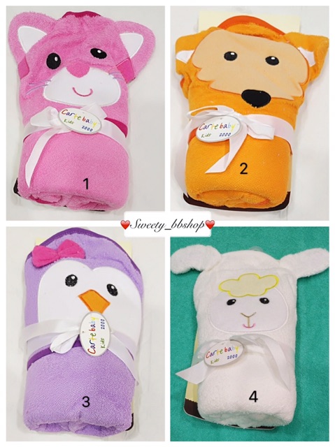 Selimut topi bayi bahan handuk bordir karakter carte baby lucu halus lembut nyaman