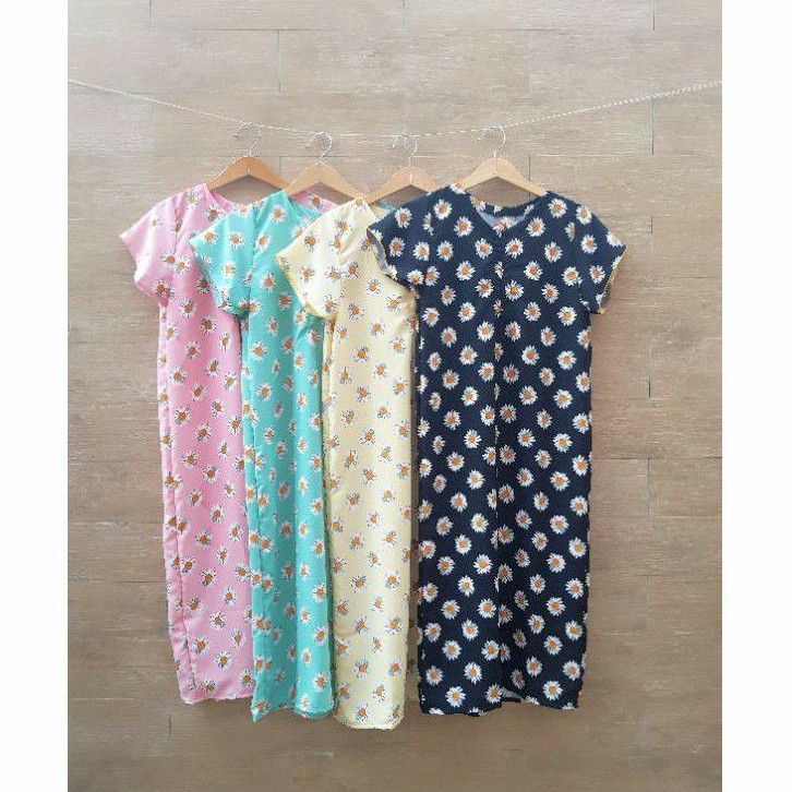 HOMEDRESS BUSUI PANJANG SEMATA KAKI MOTIF BUNGA DAISY TREND KOREA