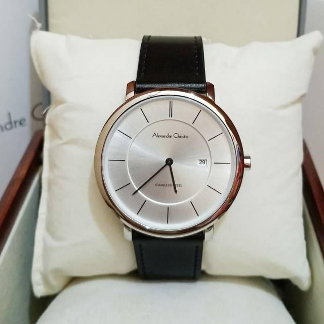 Jam tangan pria Alexandre Christie AC 8589 Silver White Original