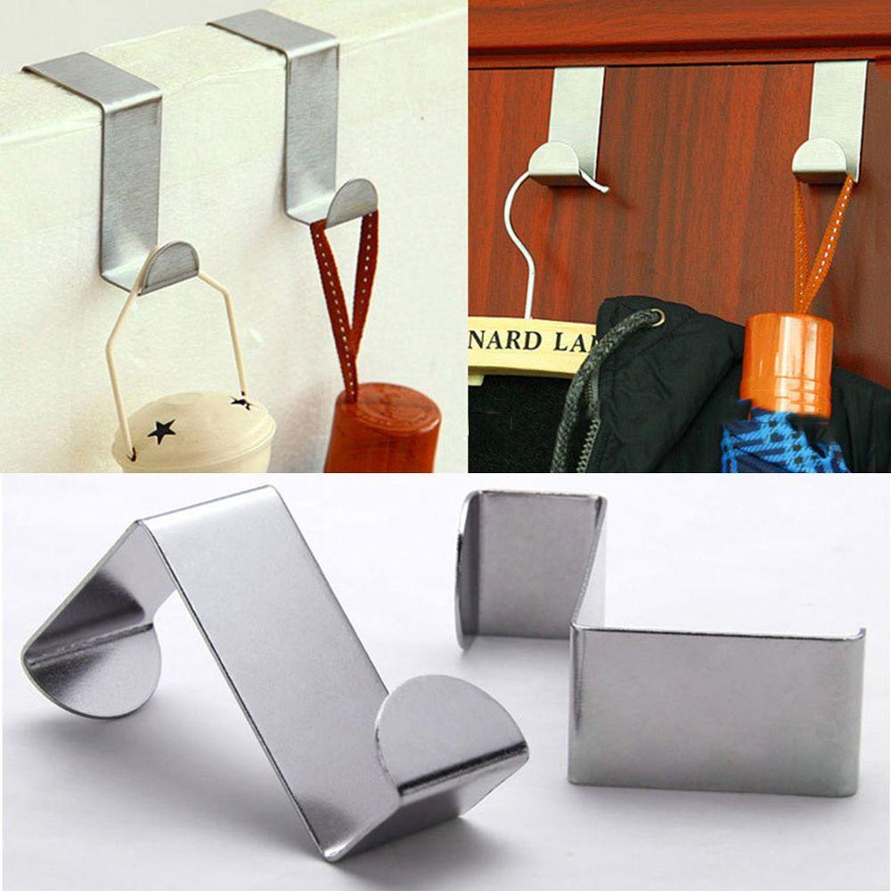 SOLIGHTER 2 Pcs Drawer Cupboard Door Back Hook Household Reversible Storage Rack Over The Door Hooks Organization Stainless Steel Z Shape Kitchen Holder Home &amp; Living Coat Hanger