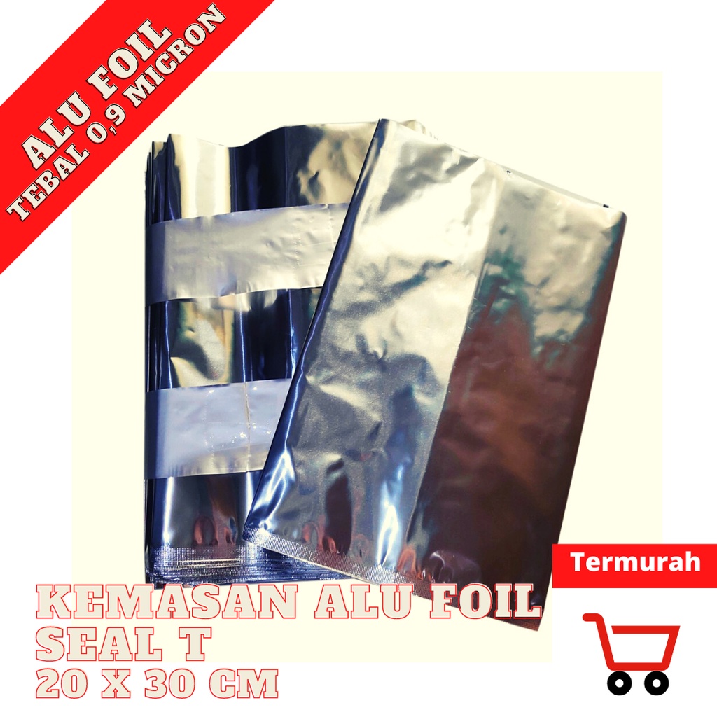 Kemasan Aluminium Foil center seal T - kemasan 20x30cm - Tebal 0,9 | 1 PACK 50 PCS