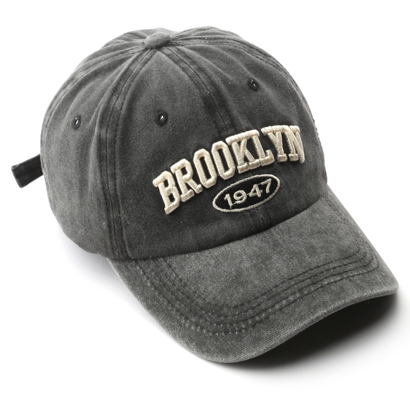 HATSAVENUE-235 Baseball Cap Model Wash Denim Luntur Bahan Lembut Bordir Brookklyn 1947