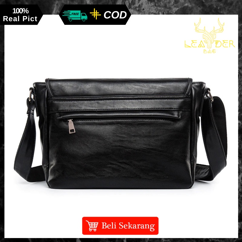 Tas Selempang Kulit Pria Model Terbaru Warna Hitam Berkualitas Atau Tas Messenger Laptop Import B10