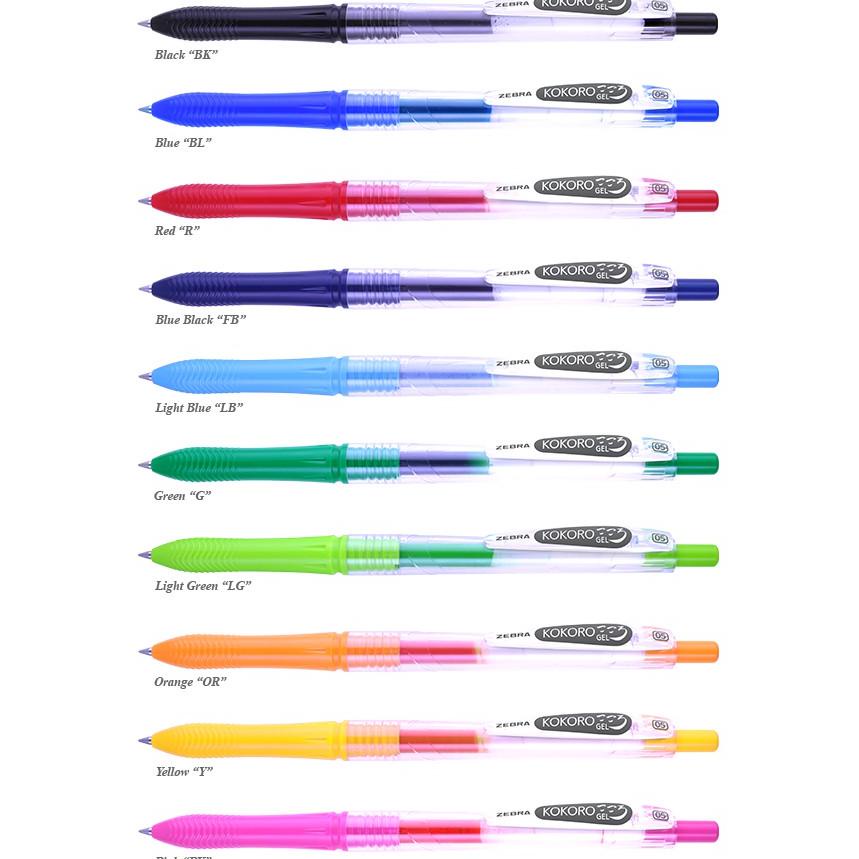 

[(BAYAR DITEMPAT) Pulpen Gel Kokoro / Zebra Kokoro Color 0,5mm (harga grosir)