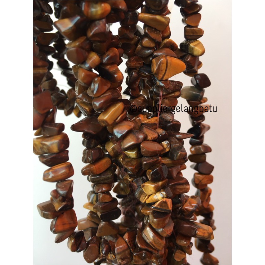 kerikil Batu alam brown tiger eye cokelat 1cm bahan gelang kalung akik aksesoris craft model fashion