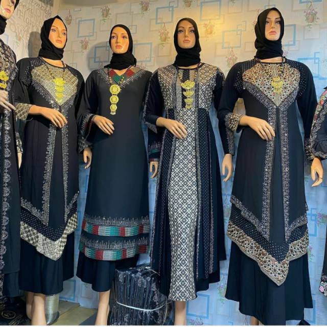 Gamis pesta Turkey premium mewah original /abaya hitam / gamis umroh