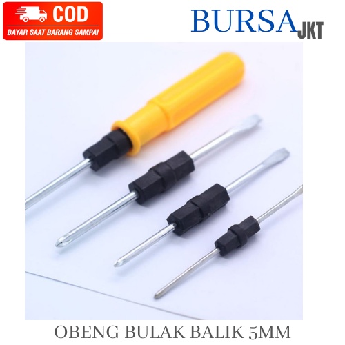 OBENG BULAK BALIK PLUS DAN MINUS GAGANG KUNING PANJANG 18CM 5MM