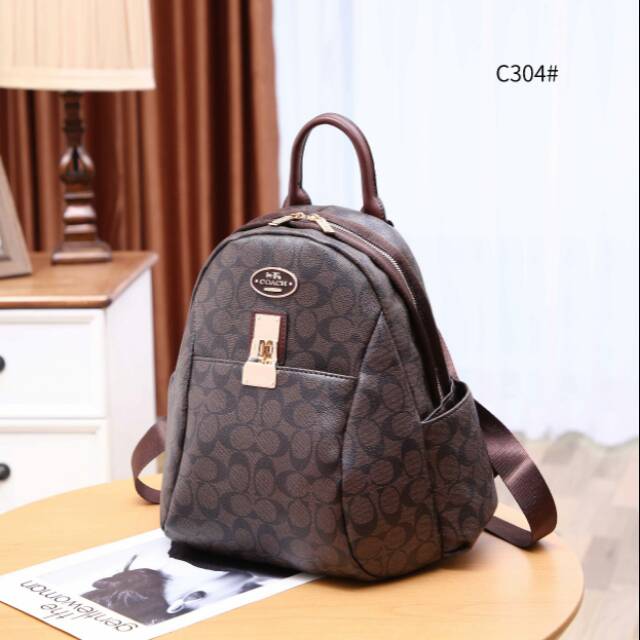 Ransel Wanita Coach Bahan Kulit Semi Premium Bahan Waterproof Grosir Tas Batam Impor Murah
