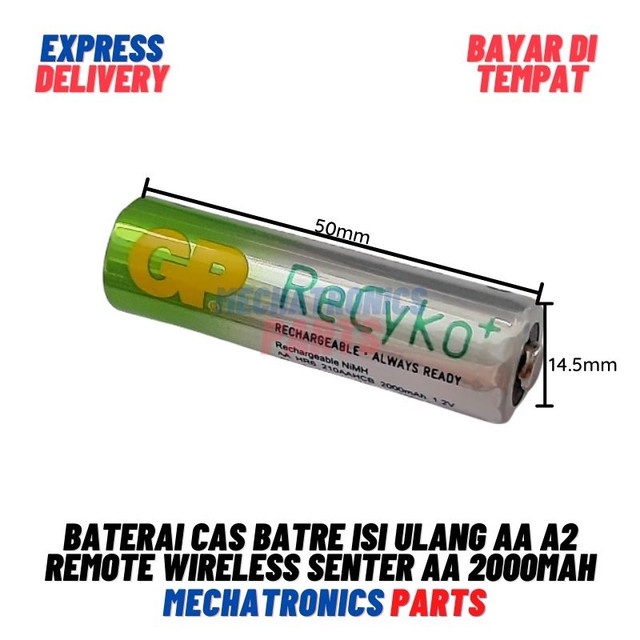 [5836] Baterai Cas Batre Isi Ulang AA A2 Mainan Remote Wireless Senter AA 2000mAh