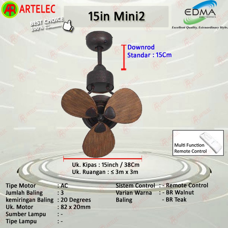 Kipas Angin Gantung MT EDMA 15in Mini 2 Kipas Angin Bagus Kipas Angin Plafon kipas unik