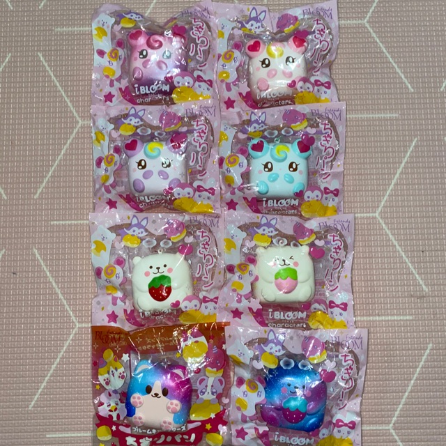 Squishy Ibloom Chigiri Mikepan Limited, Marshmallow Bear dan Lolipop Girl Lisenced Rare Best Seller