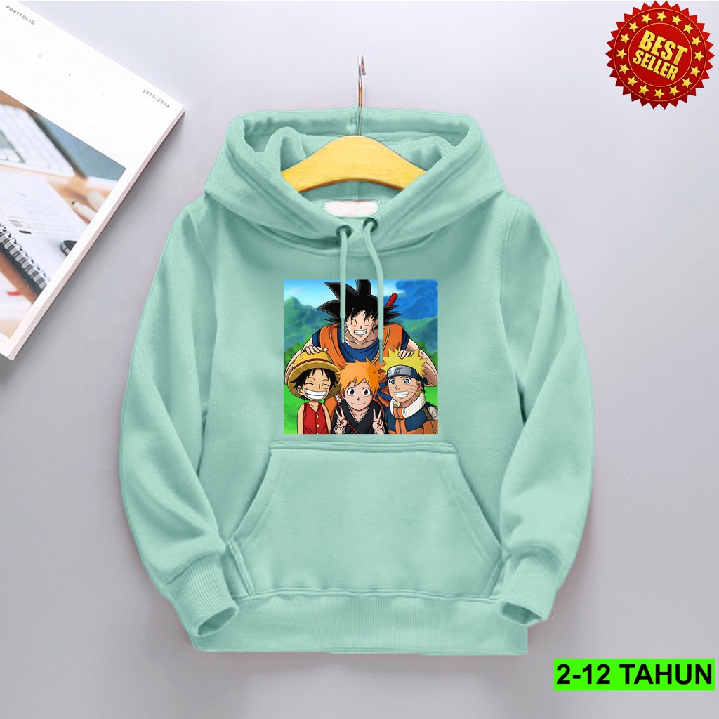 Hoodie GOKU Anak Laki Laki Perempuan  / Hodie Balita Naruto Usia 2-12 Jaket Bocil Cewek cowok  Sweater Luffy One Piece