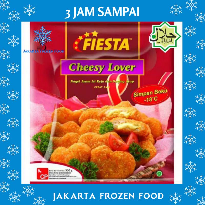 

Nugget Ayam FIESTA Cheesy Lover Chicken Naget 500gr Isi Keju Dan Daging Asap Makanan Halal Enak l